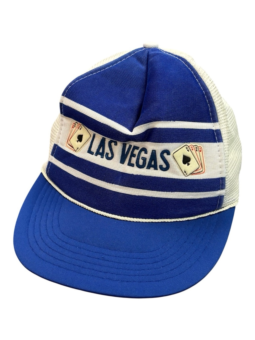 Vintage Las Vegas Trucker Hat Blue White Mesh Snapback Ace Spades Cards Taiwan